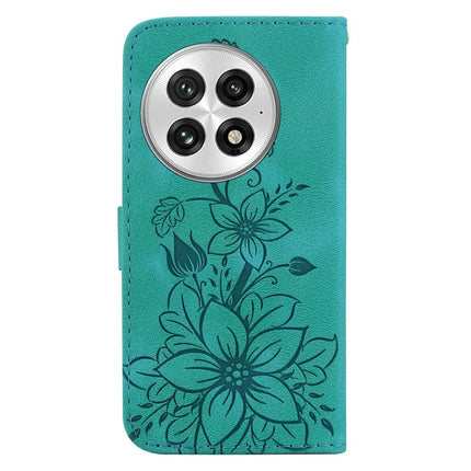 For OnePlus 13 Case Lily Flower Imprint Leather Phone Cover with Stand