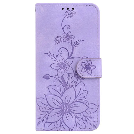 For OnePlus 13 Case Lily Flower Imprint Leather Phone Cover with Stand