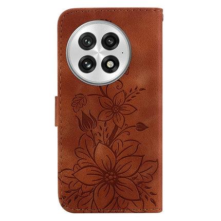 For OnePlus 13 Case Lily Flower Imprint Leather Phone Cover with Stand