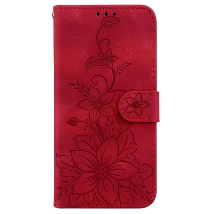 For OnePlus 13 Case Lily Flower Imprint Leather Phone Cover with Stand
