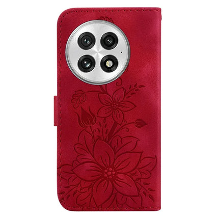 For OnePlus 13 Case Lily Flower Imprint Leather Phone Cover with Stand