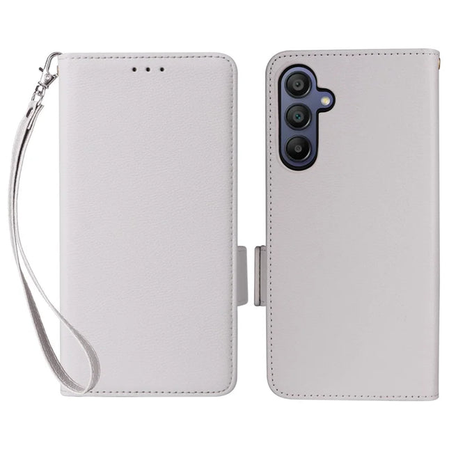 For Samsung Galaxy A26 5G Case Litchi Texture PU Leather Wallet Flip Phone Cover - White