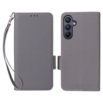 For Samsung Galaxy A26 5G Case Litchi Texture PU Leather Wallet Flip Phone Cover - Grey