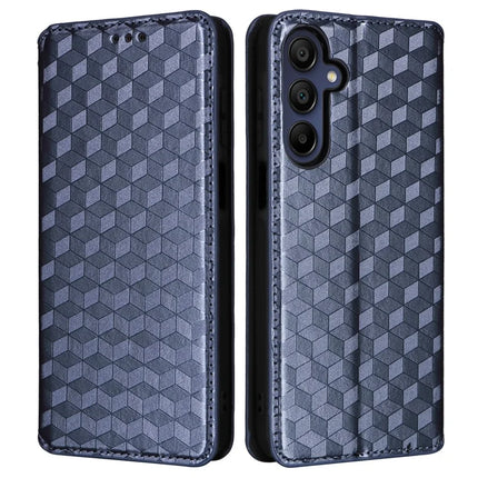 For Samsung Galaxy A26 5G Wallet Case Rhombus Imprinted Leather Phone Cover - Blue