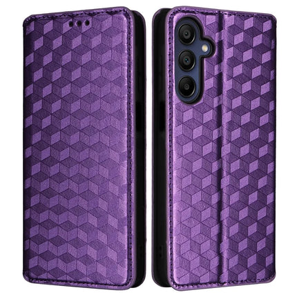 For Samsung Galaxy A26 5G Wallet Case Rhombus Imprinted Leather Phone Cover - Purple
