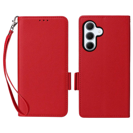 For Samsung Galaxy A56 5G Case Litchi Texture PU Leather Wallet Flip Phone Cover - Red