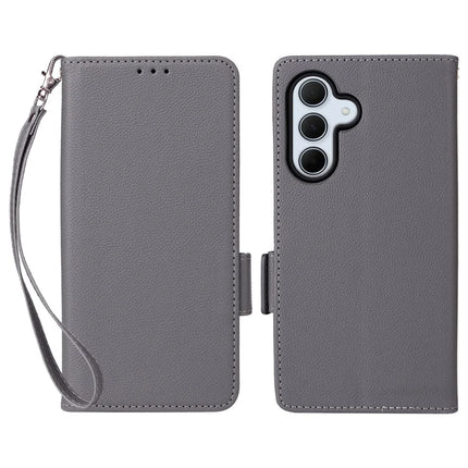 For Samsung Galaxy A56 5G Case Litchi Texture PU Leather Wallet Flip Phone Cover - Grey