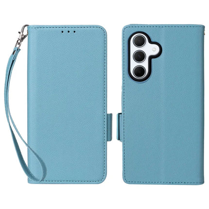 For Samsung Galaxy A56 5G Case Litchi Texture PU Leather Wallet Flip Phone Cover - Baby Blue