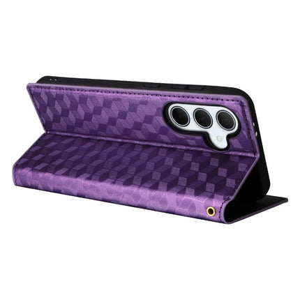 For Samsung Galaxy A56 5G Wallet Case Rhombus Imprinted Leather Phone Cover