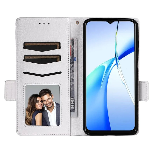 For Oukitel C57 Pro / C57s Case Litchi Texture PU Leather Wallet Flip Phone Cover -  White