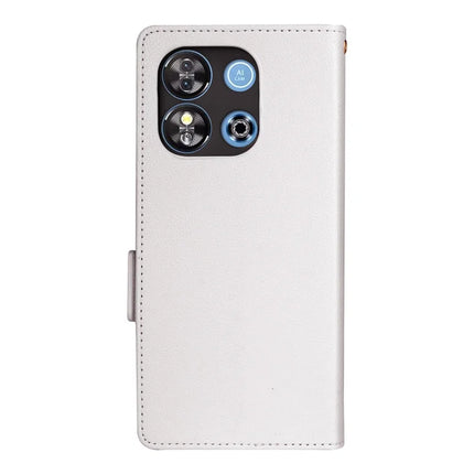 For Oukitel C57 Pro / C57s Case Litchi Texture PU Leather Wallet Flip Phone Cover -  White