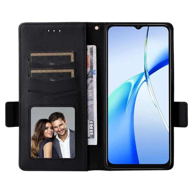 For Oukitel C57 Pro / C57s Case Litchi Texture PU Leather Wallet Flip Phone Cover -  Black