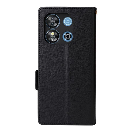 For Oukitel C57 Pro / C57s Case Litchi Texture PU Leather Wallet Flip Phone Cover -  Black