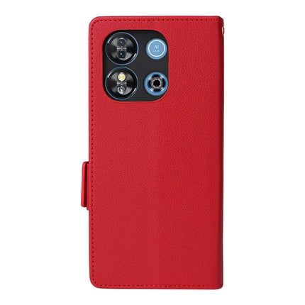 For Oukitel C57 Pro / C57s Case Litchi Texture PU Leather Wallet Flip Phone Cover -  Red