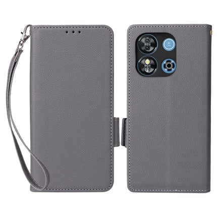 For Oukitel C57 Pro / C57s Case Litchi Texture PU Leather Wallet Flip Phone Cover -  Grey