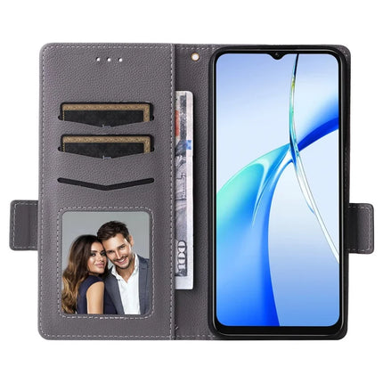 For Oukitel C57 Pro / C57s Case Litchi Texture PU Leather Wallet Flip Phone Cover -  Grey