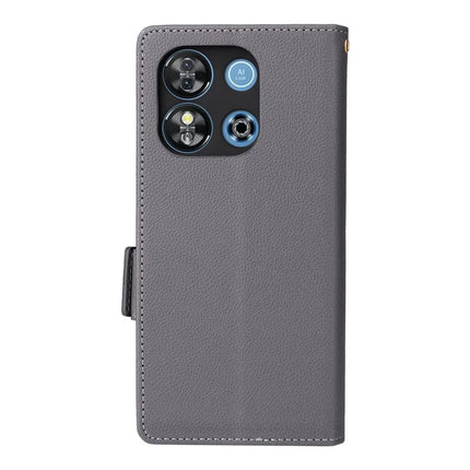 For Oukitel C57 Pro / C57s Case Litchi Texture PU Leather Wallet Flip Phone Cover -  Grey