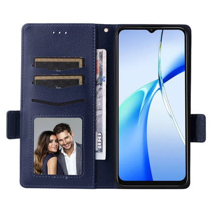 For Oukitel C57 Pro / C57s Case Litchi Texture PU Leather Wallet Flip Phone Cover -  Dark Blue