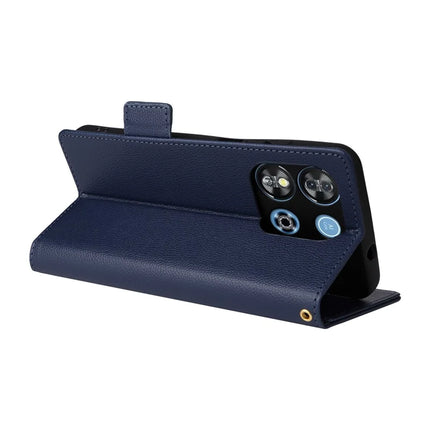 For Oukitel C57 Pro / C57s Case Litchi Texture PU Leather Wallet Flip Phone Cover -  Dark Blue