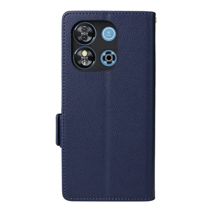 For Oukitel C57 Pro / C57s Case Litchi Texture PU Leather Wallet Flip Phone Cover -  Dark Blue