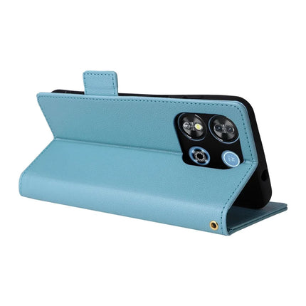 For Oukitel C57 Pro / C57s Case Litchi Texture PU Leather Wallet Flip Phone Cover -  Baby Blue