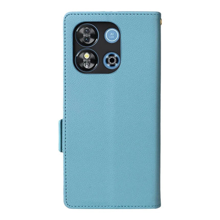 For Oukitel C57 Pro / C57s Case Litchi Texture PU Leather Wallet Flip Phone Cover -  Baby Blue