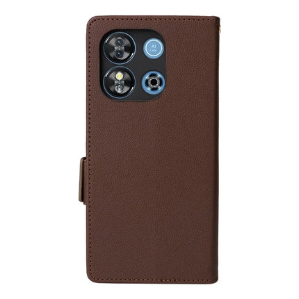 For Oukitel C57 Pro / C57s Case Litchi Texture PU Leather Wallet Flip Phone Cover -  Brown