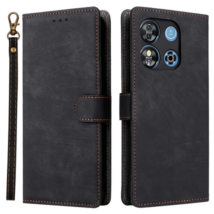 For Oukitel C57 Pro / C57s Wallet Case RFID Blocking PU Leather Cover Stand View - Black