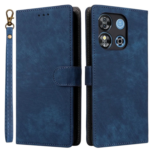 For Oukitel C57 Pro / C57s Wallet Case RFID Blocking PU Leather Cover Stand View - Blue