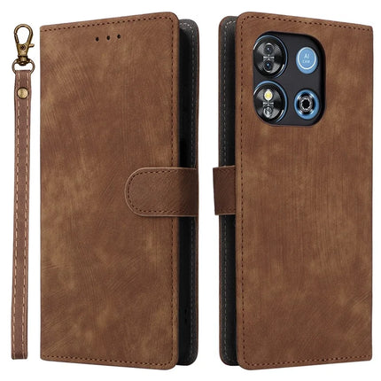 For Oukitel C57 Pro / C57s Wallet Case RFID Blocking PU Leather Cover Stand View - Brown