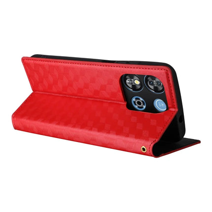 For Oukitel C57 Pro / C57s Wallet Case Rhombus Imprinted Leather Phone Cover