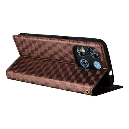 For Oukitel C57 Pro / C57s Wallet Case Rhombus Imprinted Leather Phone Cover