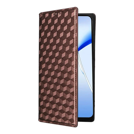 For Oukitel C57 Pro / C57s Wallet Case Rhombus Imprinted Leather Phone Cover