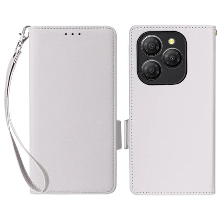 For Blackview Shark 9 5G Case Litchi Texture PU Leather Wallet Flip Phone Cover - White