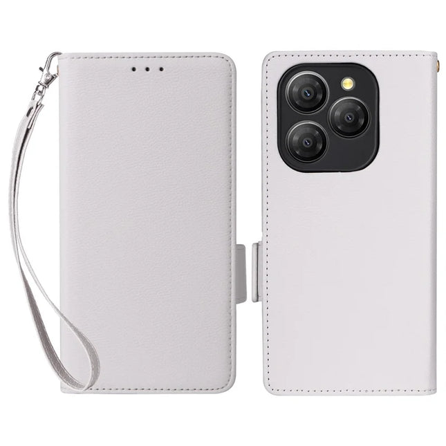 For Blackview Shark 9 5G Case Litchi Texture PU Leather Wallet Flip Phone Cover - White