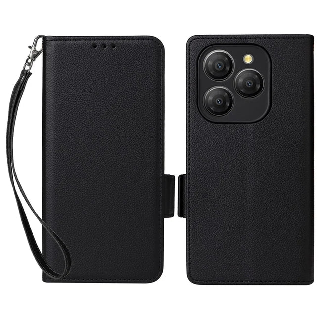 For Blackview Shark 9 5G Case Litchi Texture PU Leather Wallet Flip Phone Cover - Black