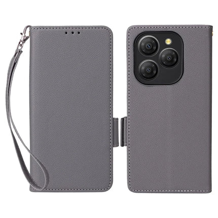 For Blackview Shark 9 5G Case Litchi Texture PU Leather Wallet Flip Phone Cover - Grey
