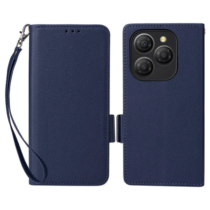 For Blackview Shark 9 5G Case Litchi Texture PU Leather Wallet Flip Phone Cover - Dark Blue