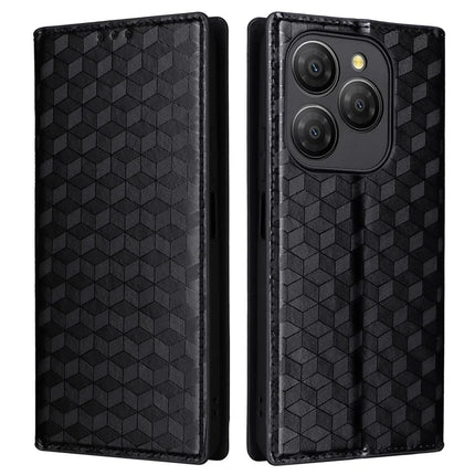 For Blackview Shark 9 5G Wallet Case Rhombus Imprinted Leather Phone Cover - Black