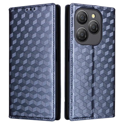 For Blackview Shark 9 5G Wallet Case Rhombus Imprinted Leather Phone Cover - Blue