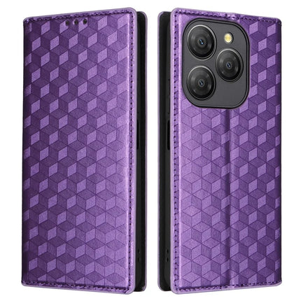 For Blackview Shark 9 5G Wallet Case Rhombus Imprinted Leather Phone Cover - Purple