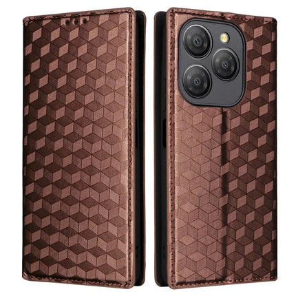 For Blackview Shark 9 5G Wallet Case Rhombus Imprinted Leather Phone Cover - Brown