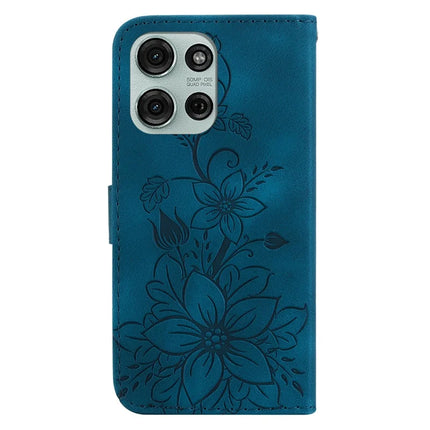 For Motorola Moto G75 5G Case Lily Flower Imprint Leather Phone Cover with Stand