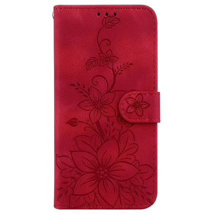 For Motorola Moto G75 5G Case Lily Flower Imprint Leather Phone Cover with Stand