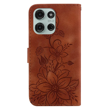 For Motorola Moto G75 5G Case Lily Flower Imprint Leather Phone Cover with Stand