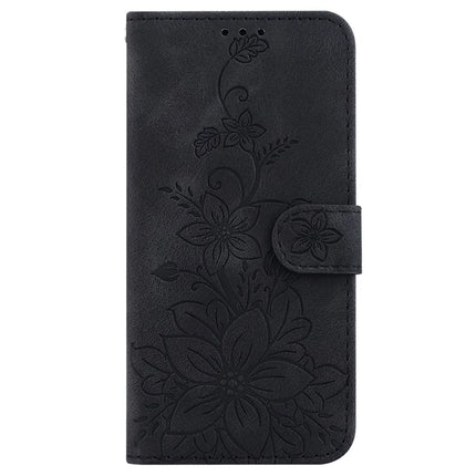 For Motorola Moto G75 5G Case Lily Flower Imprint Leather Phone Cover with Stand
