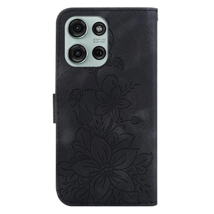 For Motorola Moto G75 5G Case Lily Flower Imprint Leather Phone Cover with Stand