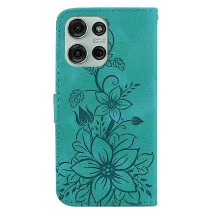 For Motorola Moto G75 5G Case Lily Flower Imprint Leather Phone Cover with Stand