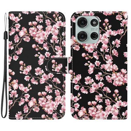For Motorola Moto G75 5G Wallet Phone Case Anti-Drop Leather Flip Cover Pattern Printing - Plum Blossom