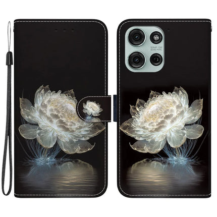 For Motorola Moto G75 5G Wallet Phone Case Anti-Drop Leather Flip Cover Pattern Printing - Crystal Peony